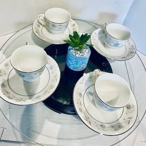 Vintage English Garden Fine China 1221 Demitasse Teacup & Saucer Set - 4 Piece